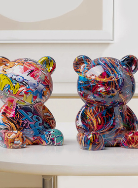 儿童奢华熊存钱筒摆件创意存钱公仔现代轻奢O客厅酒柜电视柜装饰