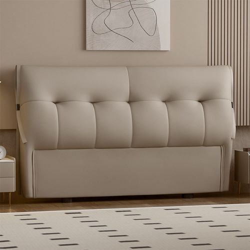 高级感生态真皮g床头软包靠背板2025新款实木床头背板单买 一