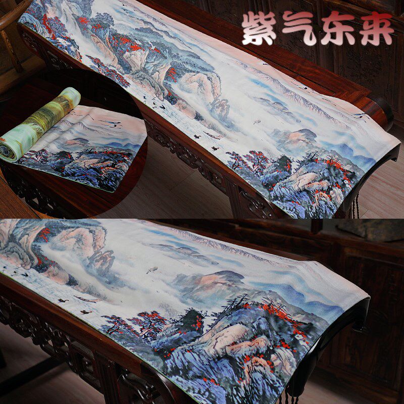 古琴盖布桌旗防尘罩专o用防尘布双层加厚两面双用印花遮布复古禅