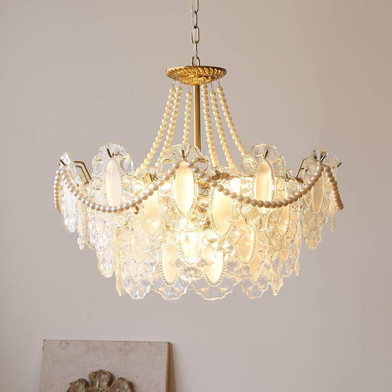 法式水晶吊灯奶油风珍珠款玻璃中古轻奢2024年新款客厅主卧室灯具,3C数码配件,USB灯,淘宝优惠券,粉丝福利购,淘宝优惠卷