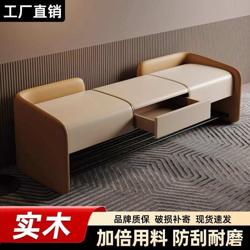 实木换鞋凳家用入户门双层可收纳软包皮凳高级轻奢网红多功能椅凳