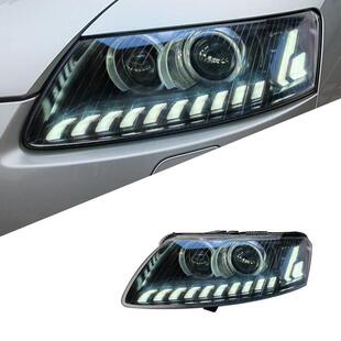 适用于05-11款奥迪A6L大灯总成改装LED日行灯流水转向灯透镜大灯