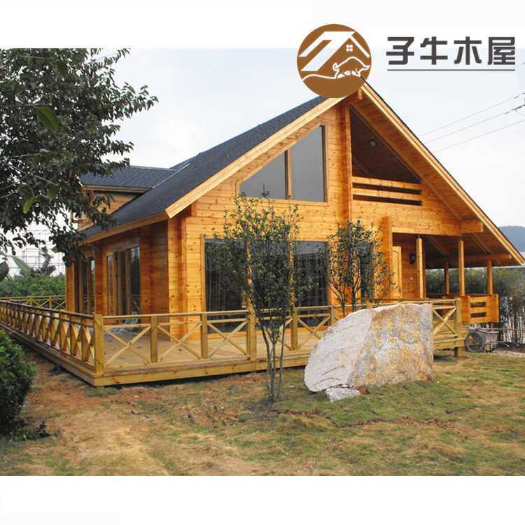 台州厂家定制中式木房子 两层乡村木别墅100平 娱乐休闲书吧木屋
