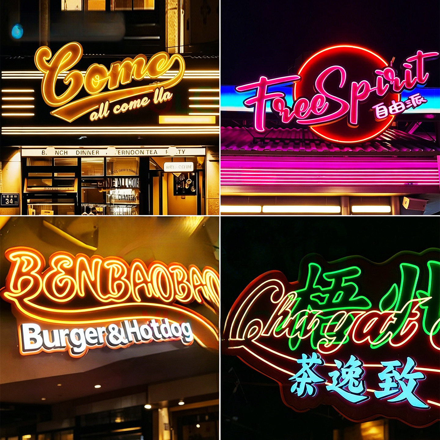 Led美式网红铁艺复古金属字壳门头logo发光霓虹灯招牌广告牌