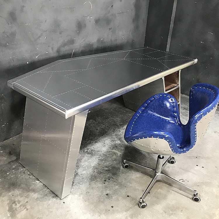 美式工业风格家具创意LOFT航空铝皮书台办公桌书桌电脑桌工位