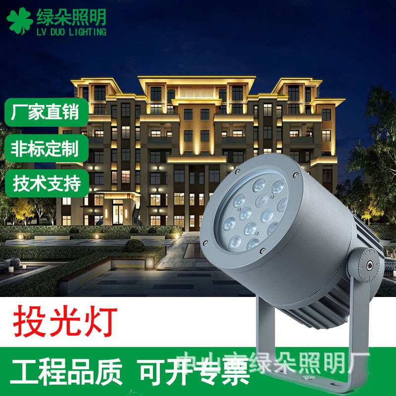 绿朵照明高档投光灯投射灯30W投光灯抱柱灯抱杆灯 COB投光灯室外