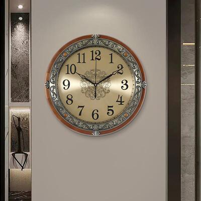 虹界欧式复古挂钟客厅家用实木轻奢大气墙上时钟静音钟表