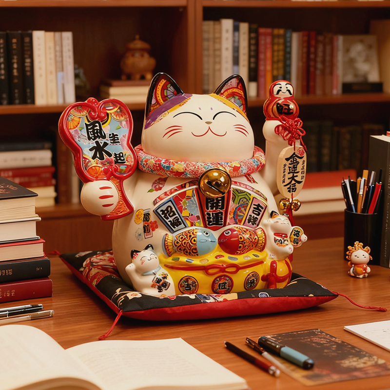 招财猫大码书房桌面装饰摆件2025新款礼品储蓄罐发财猫创意存钱罐,家居饰品,桌面摆件,淘宝优惠券,粉丝福利购,淘宝优惠卷