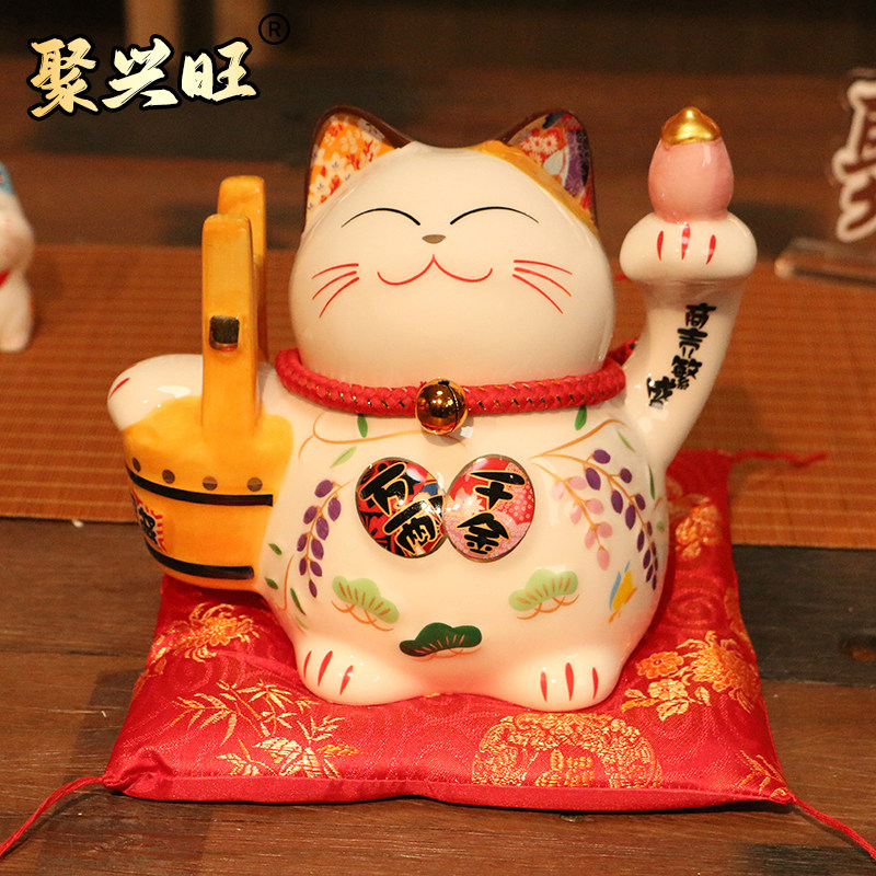 招财猫乔迁客厅加大码陶瓷摆件储蓄罐开业礼物特大号发财猫存钱罐