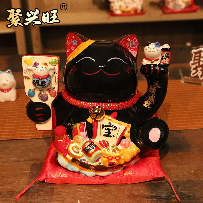 黑色日本招财猫摆件2025新款存钱罐乔迁入户客厅店铺开业前台礼物,家居饰品,桌面摆件,淘宝优惠券,粉丝福利购,淘宝优惠卷