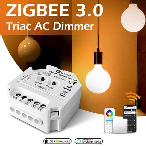 格乐徳ZigBee 3.0切相亮度开关AC可控硅调光单灯控制器LED卤素灯