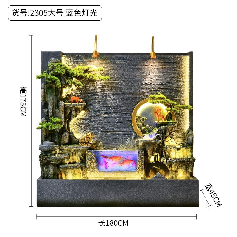 公司背景装饰摆件水幕墙流水景观假山庭院鱼N池喷泉办公室内外屏