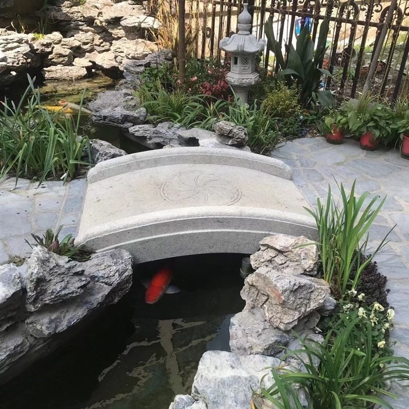 日式庭院石桥花园石拱桥装v饰景观户外石板桥整石石雕山水小石桥
