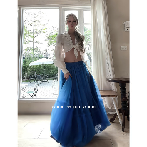 【运费险】克莱因蓝网纱半身裙女