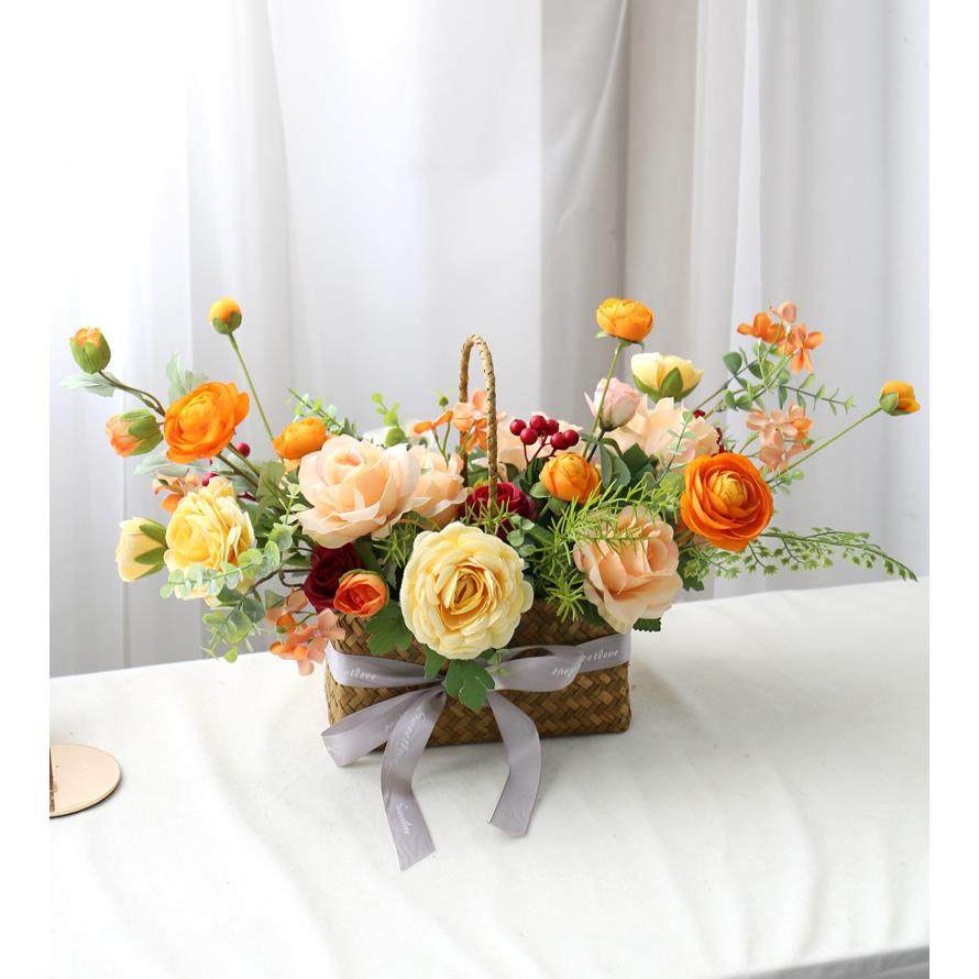 手提花篮套装野餐桌摆布景摄影道具藤编花篮仿真绢花送礼表白花卉,鲜花速递/花卉仿真/绿植园艺,割草机/草坪机,淘宝优惠券,粉丝福利购,淘宝优惠卷