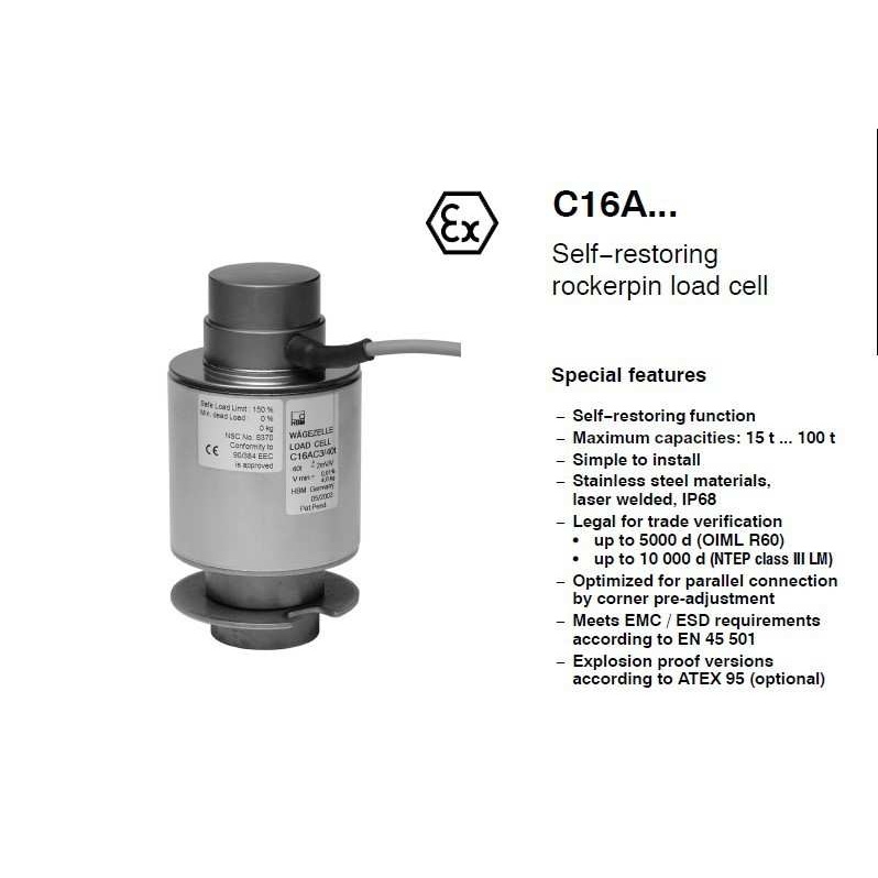 HBM C16AC3/40t称重计量传感器，汽车衡/轨道称传感器