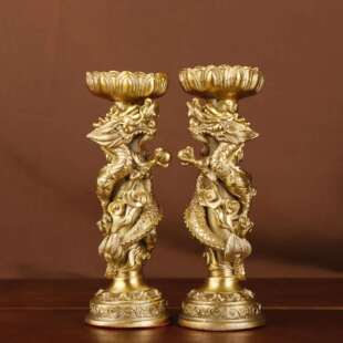 杨铜记 铜双龙烛台 铜烛台家用铜烛台摆件厂家 铜龙烛台