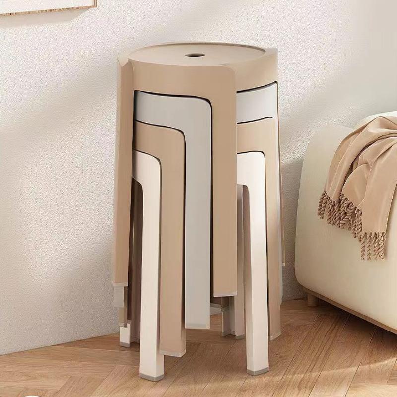 塑料加厚凳子家用可叠放结实客厅餐桌椅子高圆凳胶凳商用风车高凳