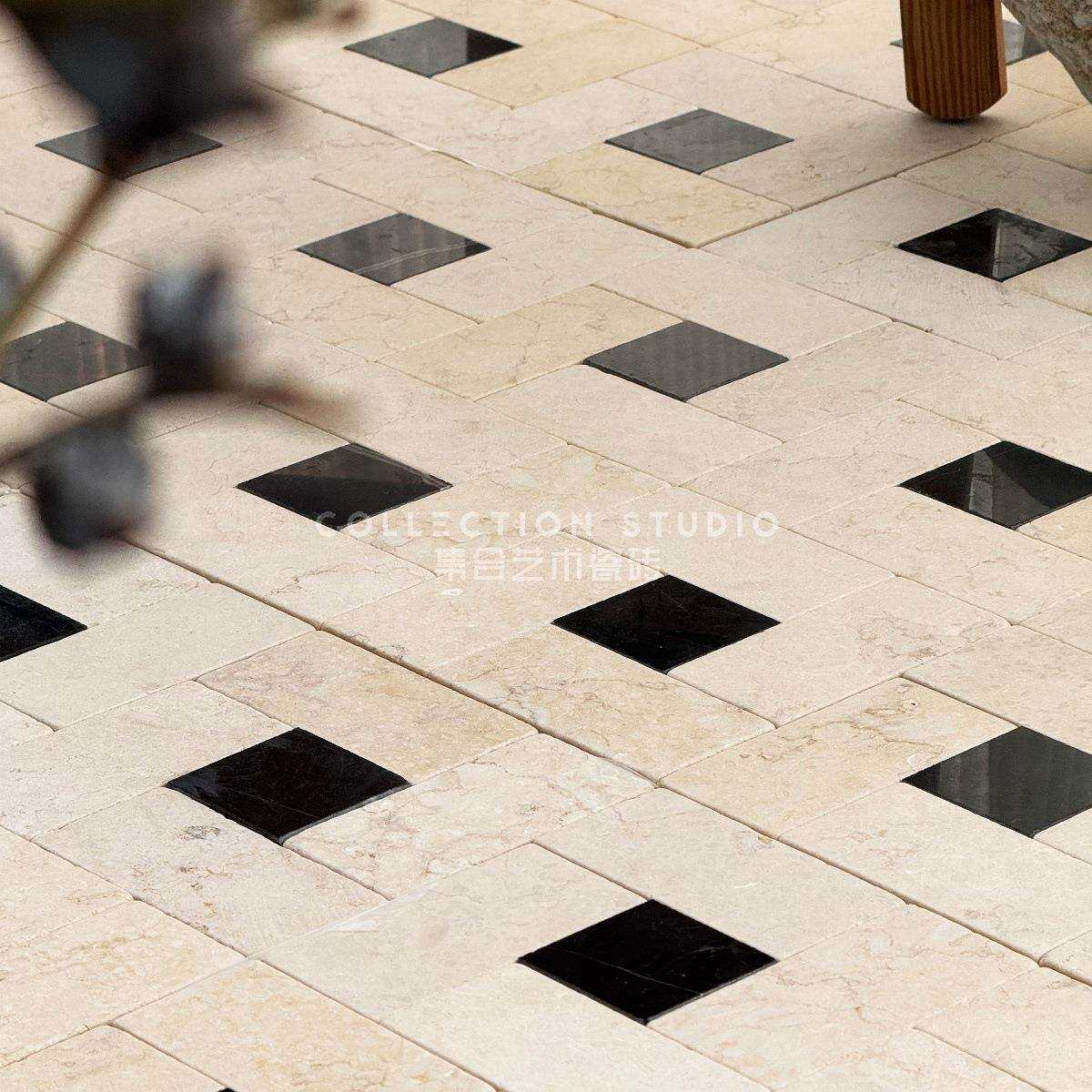 米黄天然莱姆石石材回字拼马赛克别墅民宿服装店咖啡店墙砖地砖