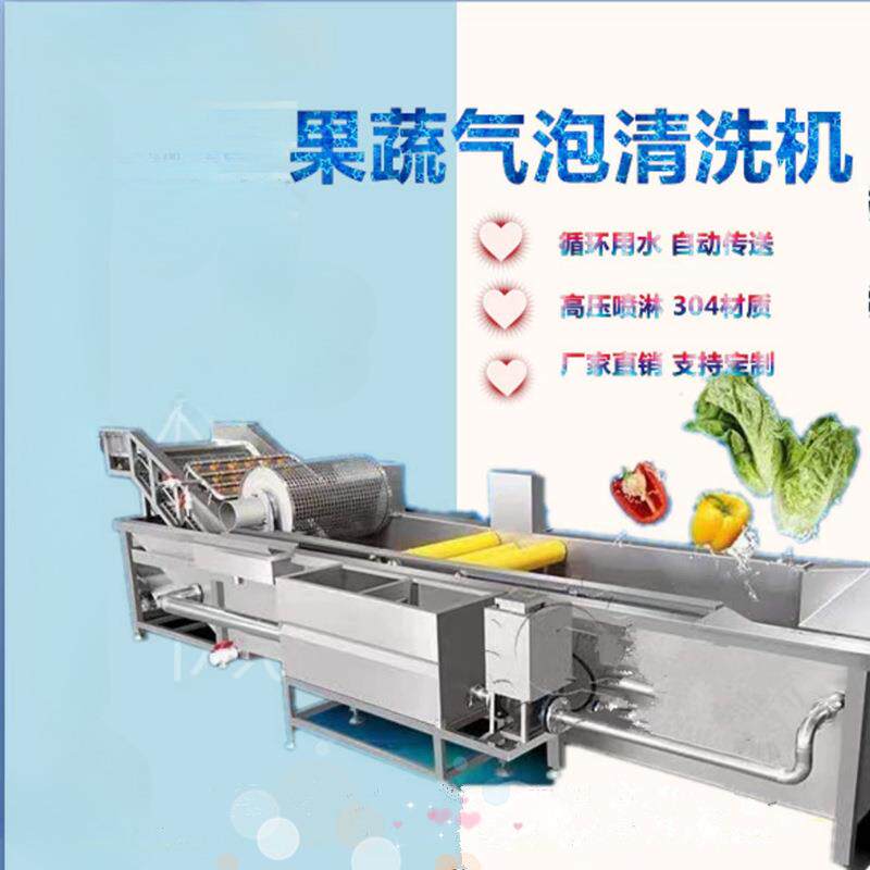 洗菜机大型商用全自动果蔬气泡清洗机草莓豆角消毒机去农残清洗线