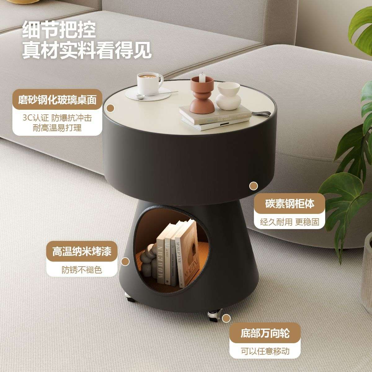 客厅沙发两用边几圆形家用卧室床头柜猫咪狗窝茶几人宠共用狗窝