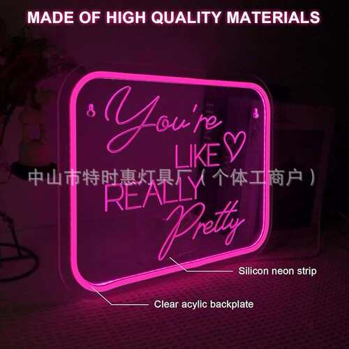 You're Like Really Pretty Neon 霓虹灯少女房间装饰灯
