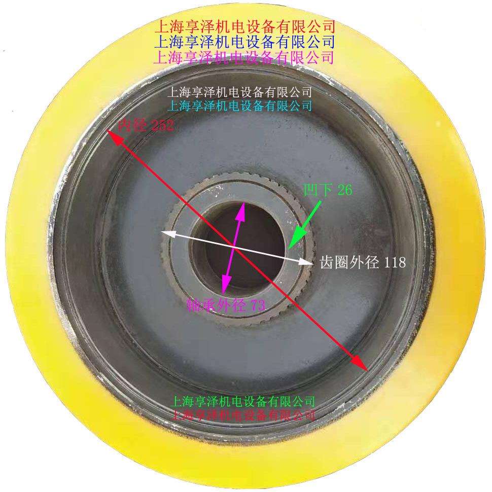 BT电动前移式堆高车前脚轮后轮子350*108聚氨酯实心轮胎橡皮轮子
