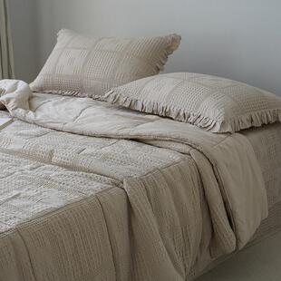 外贸砂洗A类全棉华夫格床盖三件套 春秋被床盖四件套 春秋一体被