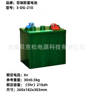 百瑞欧蓄电池3-DG-210 6v210ah 牵引车 洗地机 清洁设备 水电池