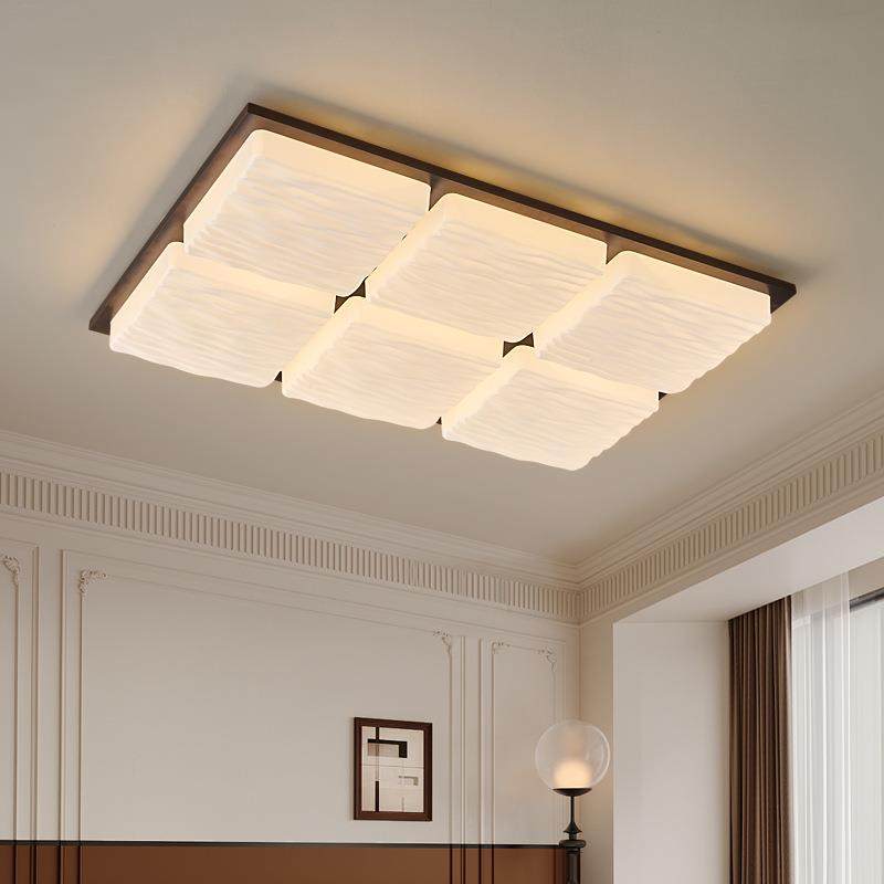 中古风大气客厅实木吸顶灯新中式黑胡桃木餐厅卧室书房灯具