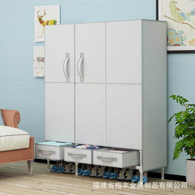 开门型简易布衣柜家用挂衣服布艺衣橱112CM配送3个收纳盒