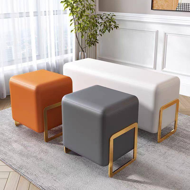 客厅沙发凳皮墩子店铺凳子换鞋皮凳家用门口轻奢化妆凳穿鞋进门凳