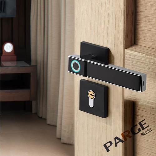 帕戈锌合金室内木门指纹锁防盗办公室对开门把手智能锁指纹解锁