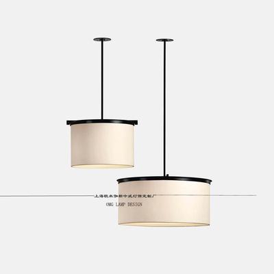 新中式布艺圆形样板房卧室床头吊灯玄关楼梯间吧台餐厅餐桌布灯