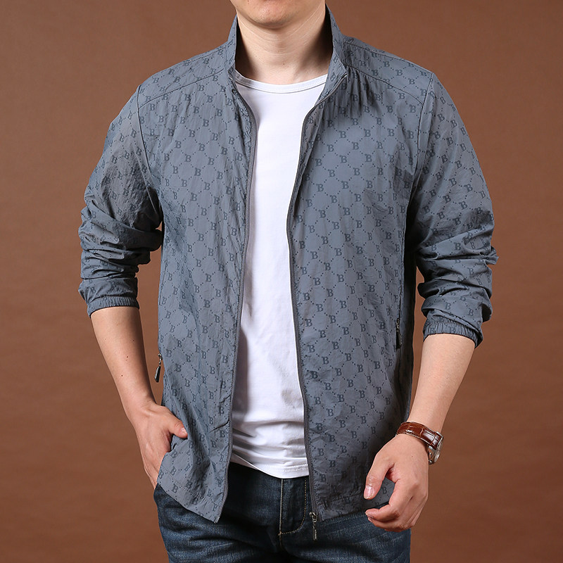 轻薄透气防晒衣外套男士印花户外速干防晒服骑行钓鱼立领皮肤衣潮