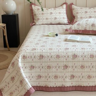 双面纯棉纱布棉花填充夹棉床盖三件套全棉床单加厚床铺盖四季通用