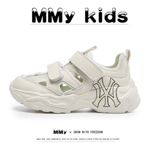 休闲男童老爹鞋 真皮儿童凉鞋 轻便透气单网女童小白鞋 新款 2025夏季