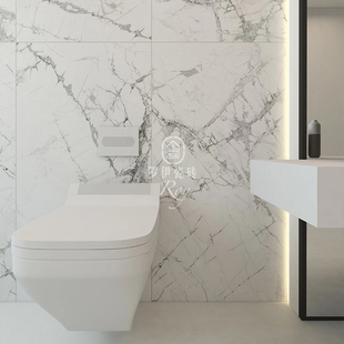 轻法式 寒江雪瓷砖现代客厅化妆室柔光肌肤大N花白大理石花纹墙地