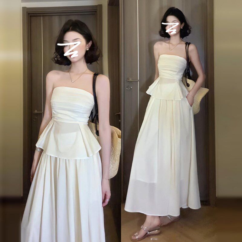 独特漂亮初春裙子2025新款今年流行法式气质抹胸连衣裙长裙女夏季