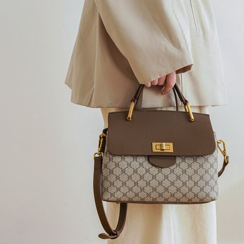 轻奢包包女2025新款高级感复古印花手提小方包百搭通勤单肩斜挎包