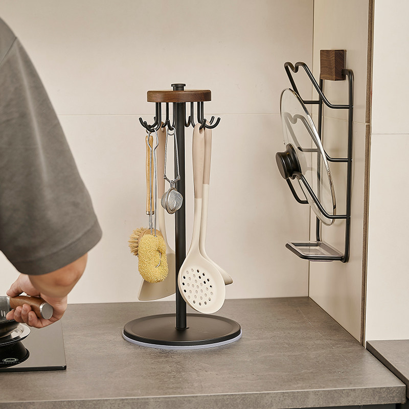 厨房台面旋转挂钩勺子铲子置物架家用支架锅铲架汤勺厨具收纳架