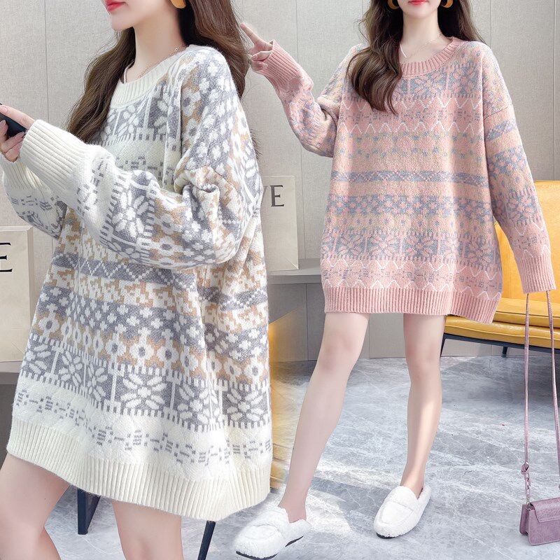 孕妇秋装套装韩版中长款针织连衣裙宽松显瘦秋冬装新款打底毛衣女