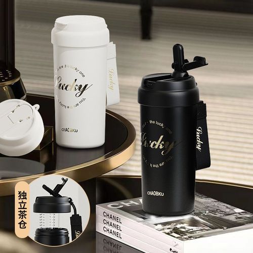 铃兰2023新款高档保温杯咖啡杯女生高颜值大容量不锈钢吸管水杯子