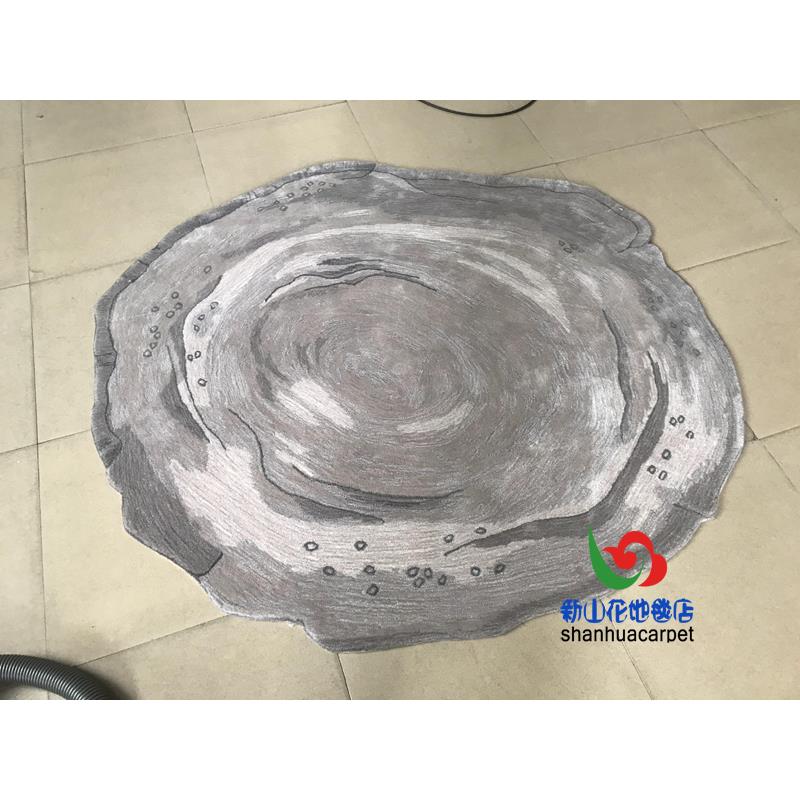 新中式抽象灰色水墨画椭圆形客厅茶几地毯餐厅书桌阳台玄关门口垫