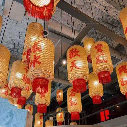 竹编油纸灯笼中式火锅店装饰灯笼港式茶餐厅仿古复古潮汕灯笼吊灯