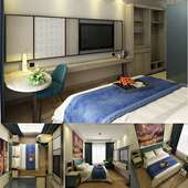 批量酒店家具标间全套床民宿公寓客房宾馆出租屋单间双床送装 一体