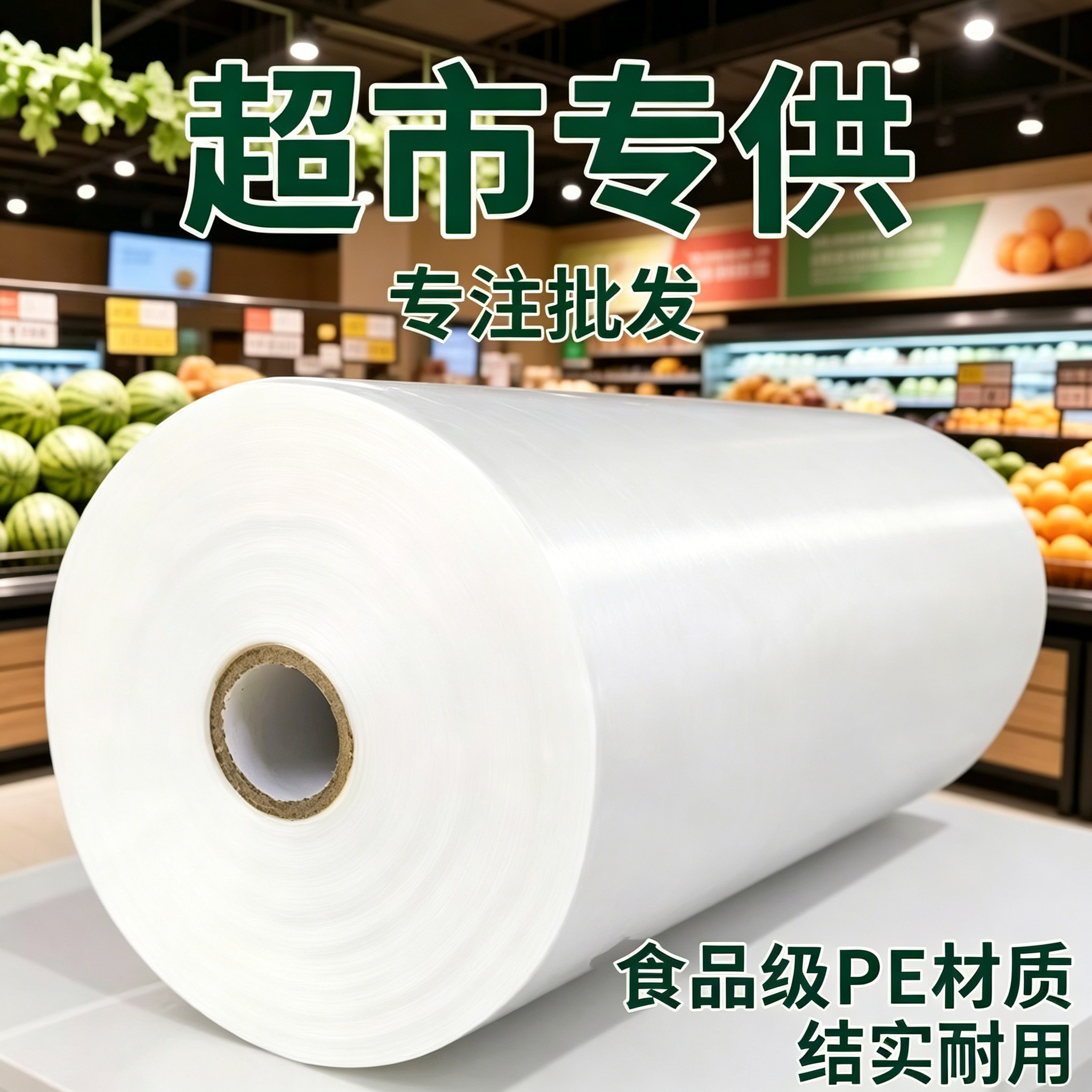 食品级保鲜袋大卷超市专用断点式连卷塑料购物袋加厚商用家用