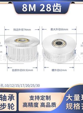 同步带轮8M28齿张紧齿宽27/32内孔6/8/10/117/2025齿形带同步轮