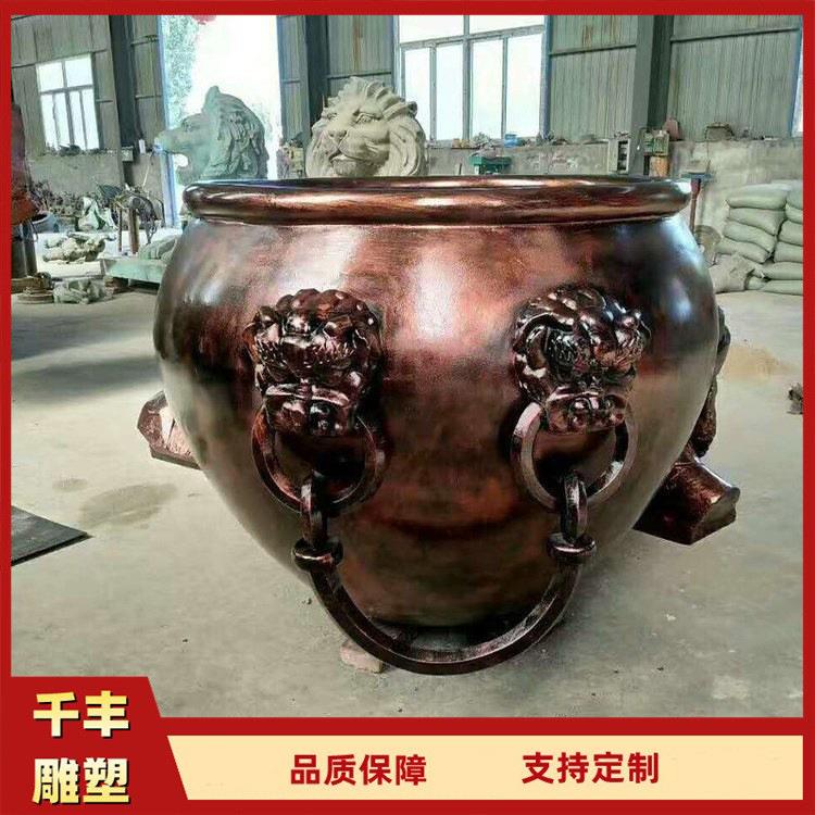 铸铜大缸公园庭院景观铸铜鱼缸仿古大缸庭院摆放风水纯铜摆件