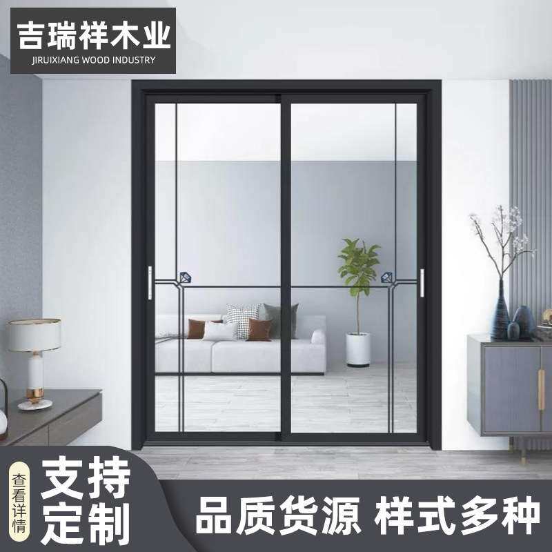 钛镁合金门浴室洗手间门平移门 玻璃合金门吊轨地轨极窄推拉门
